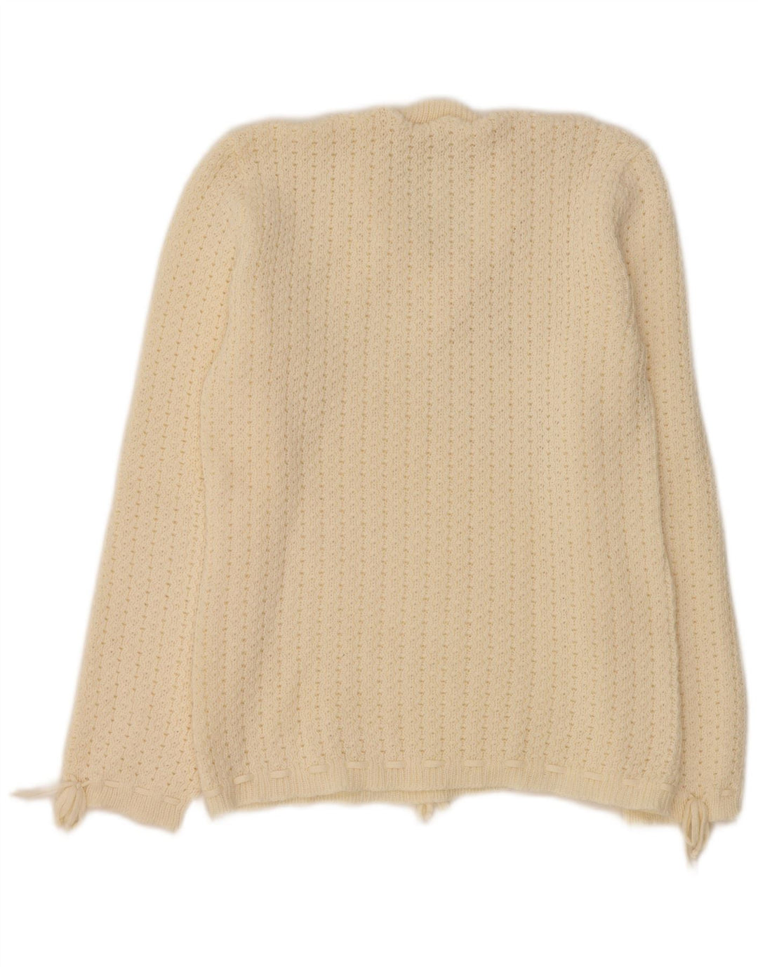 VINTAGE Damen Pullover mit V-Ausschnitt UK 12 Medium Off White