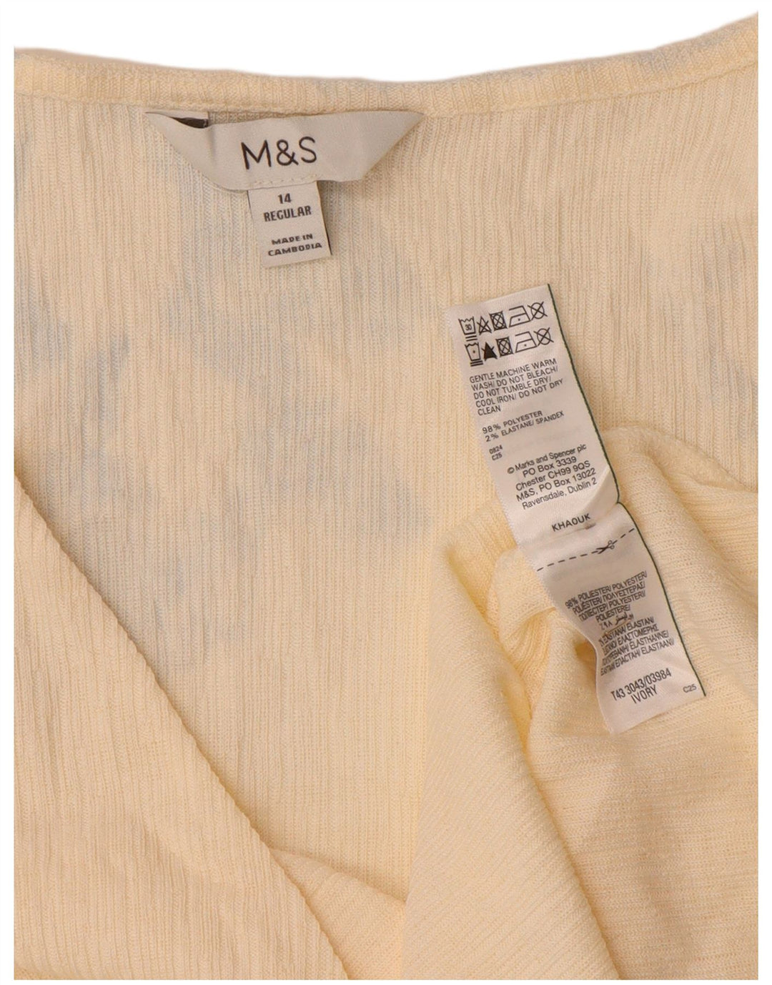Marks & Spencer Damen Langarm-Blusenoberteil UK 14 Medium Beige Polyester