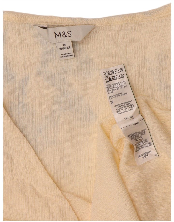 Marks & Spencer Damen Langarm-Blusenoberteil UK 14 Medium Beige Polyester