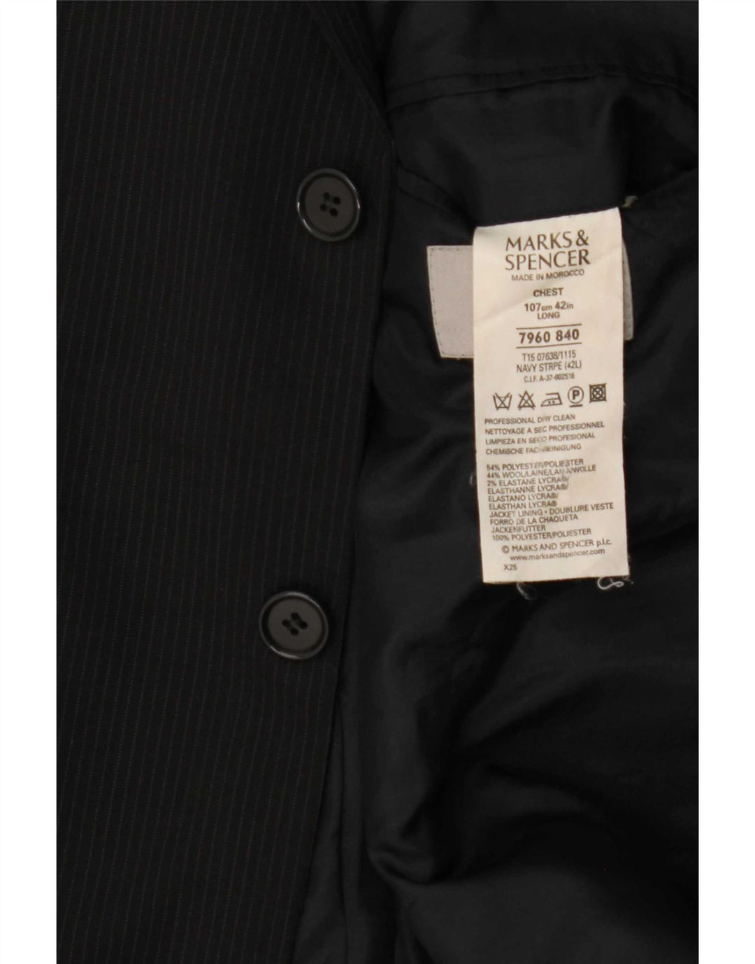 Marks & Spencer Herren-Blazer-Jacke, UK 42, groß, marineblau, gestreift, klassisch