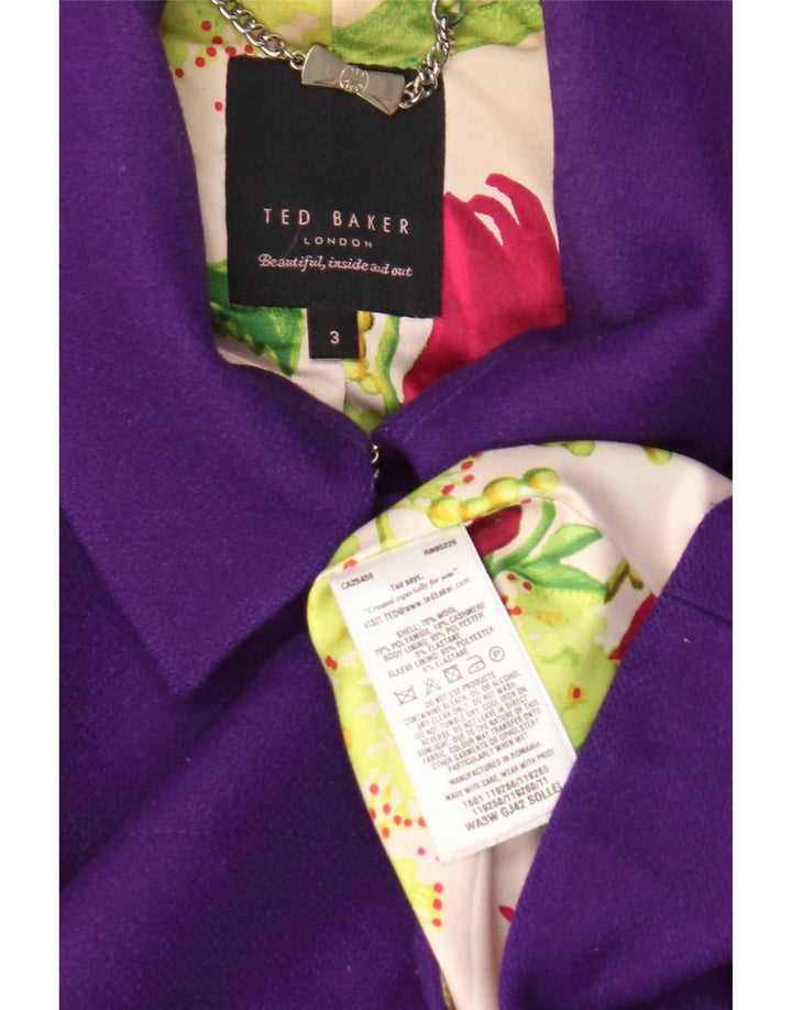 Ted Baker Damen-Blazerjacke, Größe 3, mittelviolette Wolle