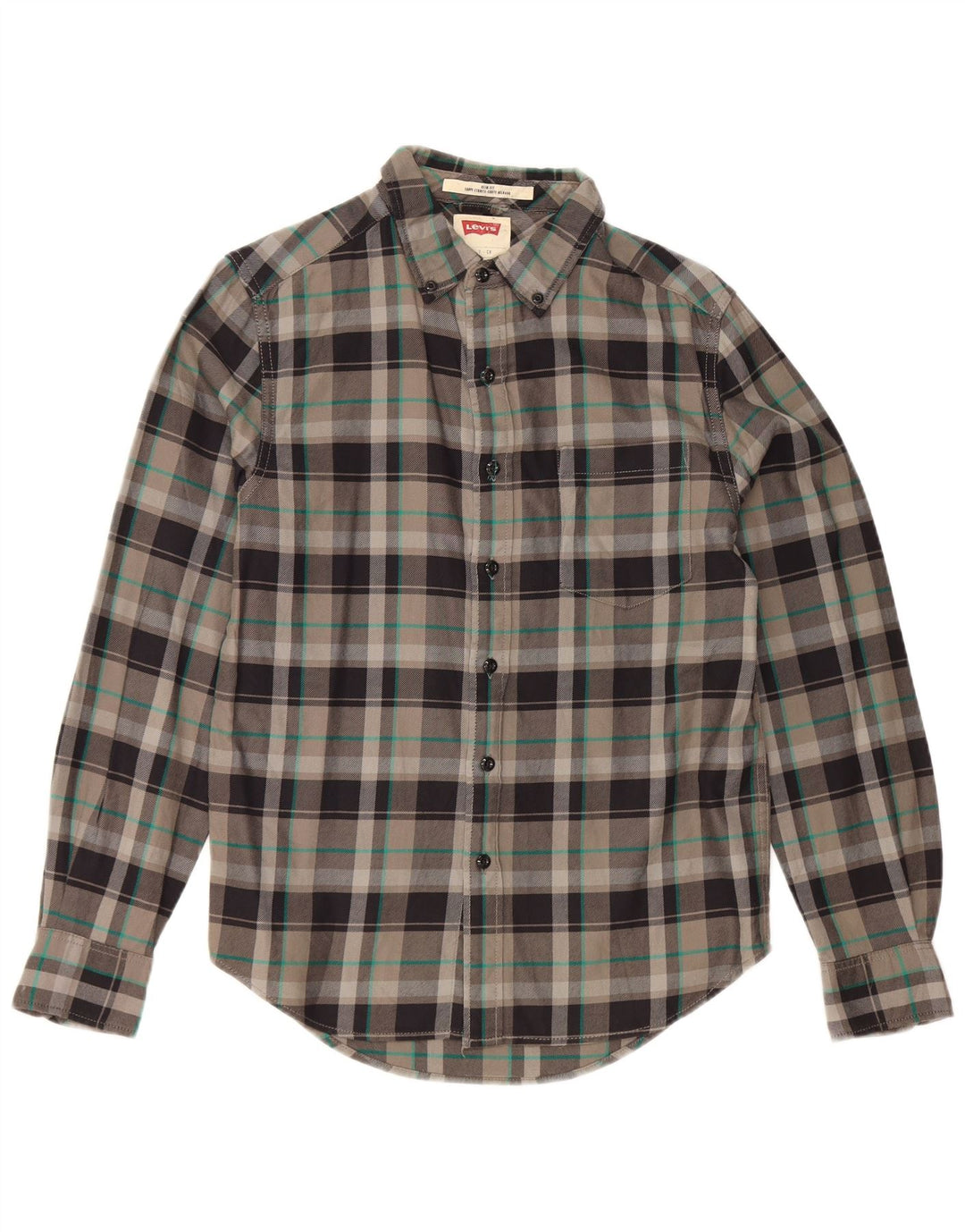 Levi's Herren-Flanellhemd mit schmaler Passform, klein, grau kariert, Baumwolle