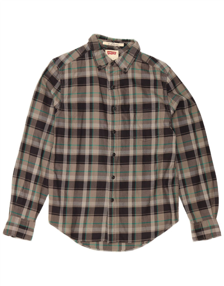 Levi's Herren-Flanellhemd mit schmaler Passform, klein, grau kariert, Baumwolle