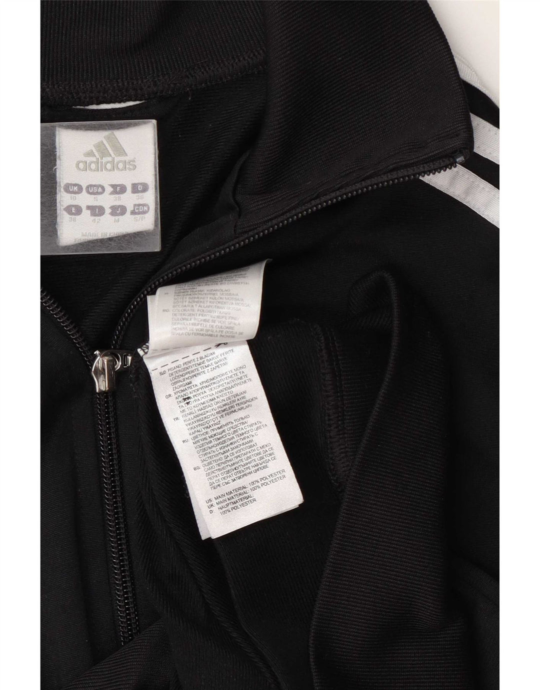 Adidas Damen Trainingsanzug Top Jacke UK 10 Small Schwarz Polyester