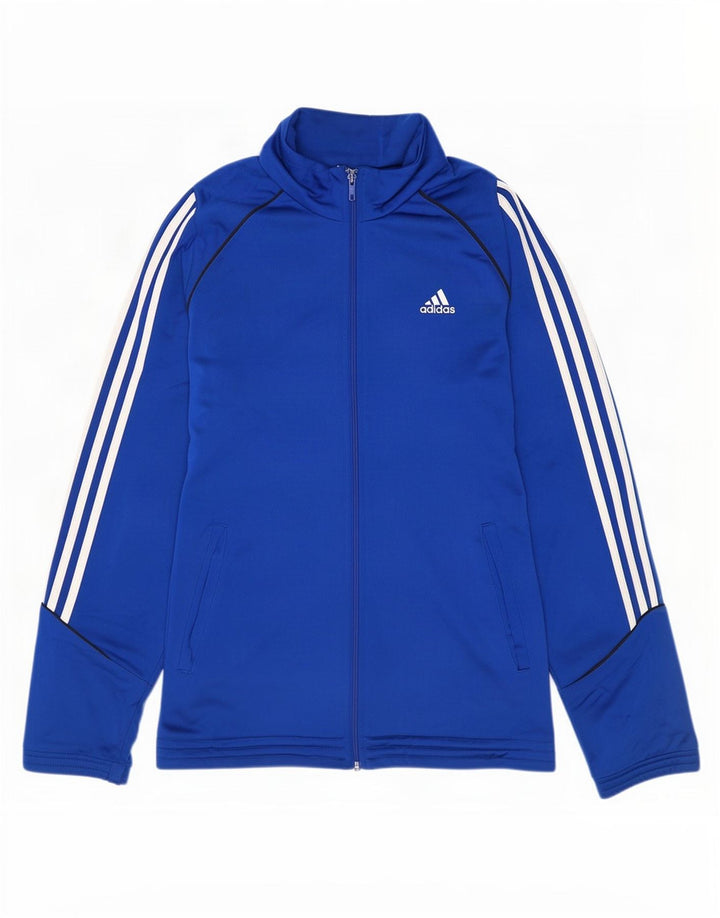 Adidas Herren-Trainingsanzug-Top-Jacke aus mittelblauem Polyester
