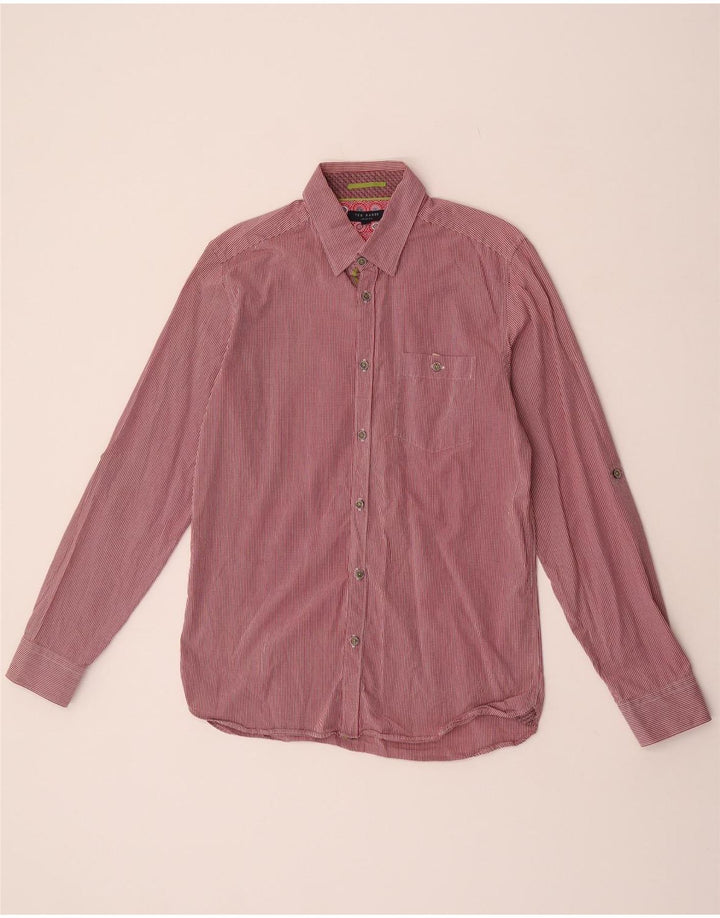Ted Baker Herrenhemd, Größe 3, mittelrot, Gingham-Baumwolle