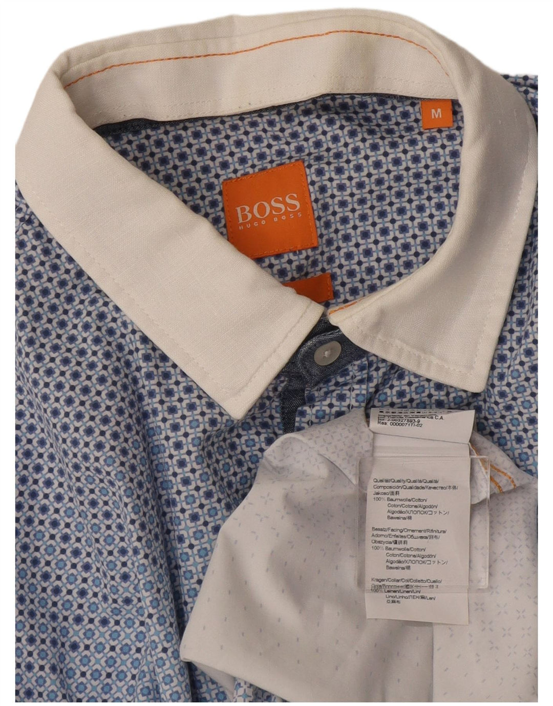 Hugo Boss Herrenhemd mittelblaue geometrische Baumwolle