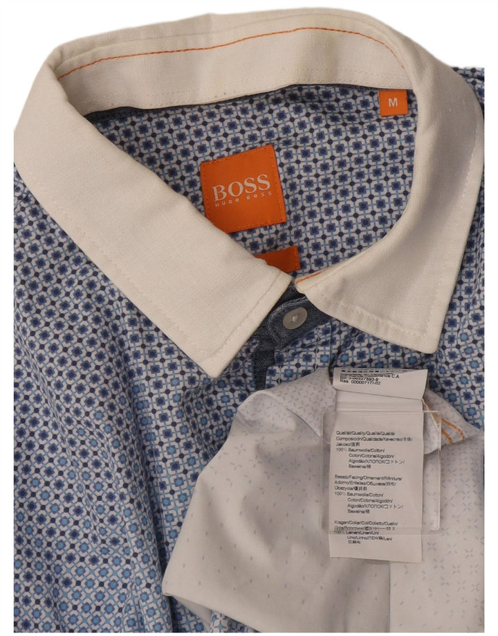 Hugo Boss Herrenhemd mittelblaue geometrische Baumwolle