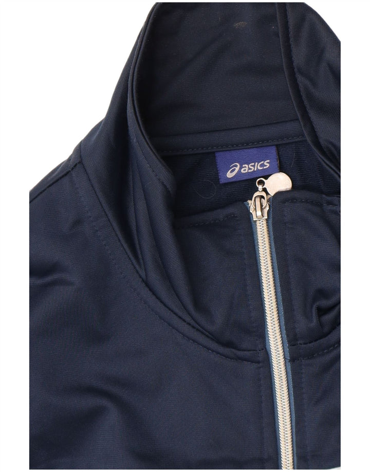 ASICS Mens Tracksuit Top Jacket 2XL Blue Colourblock Polyester