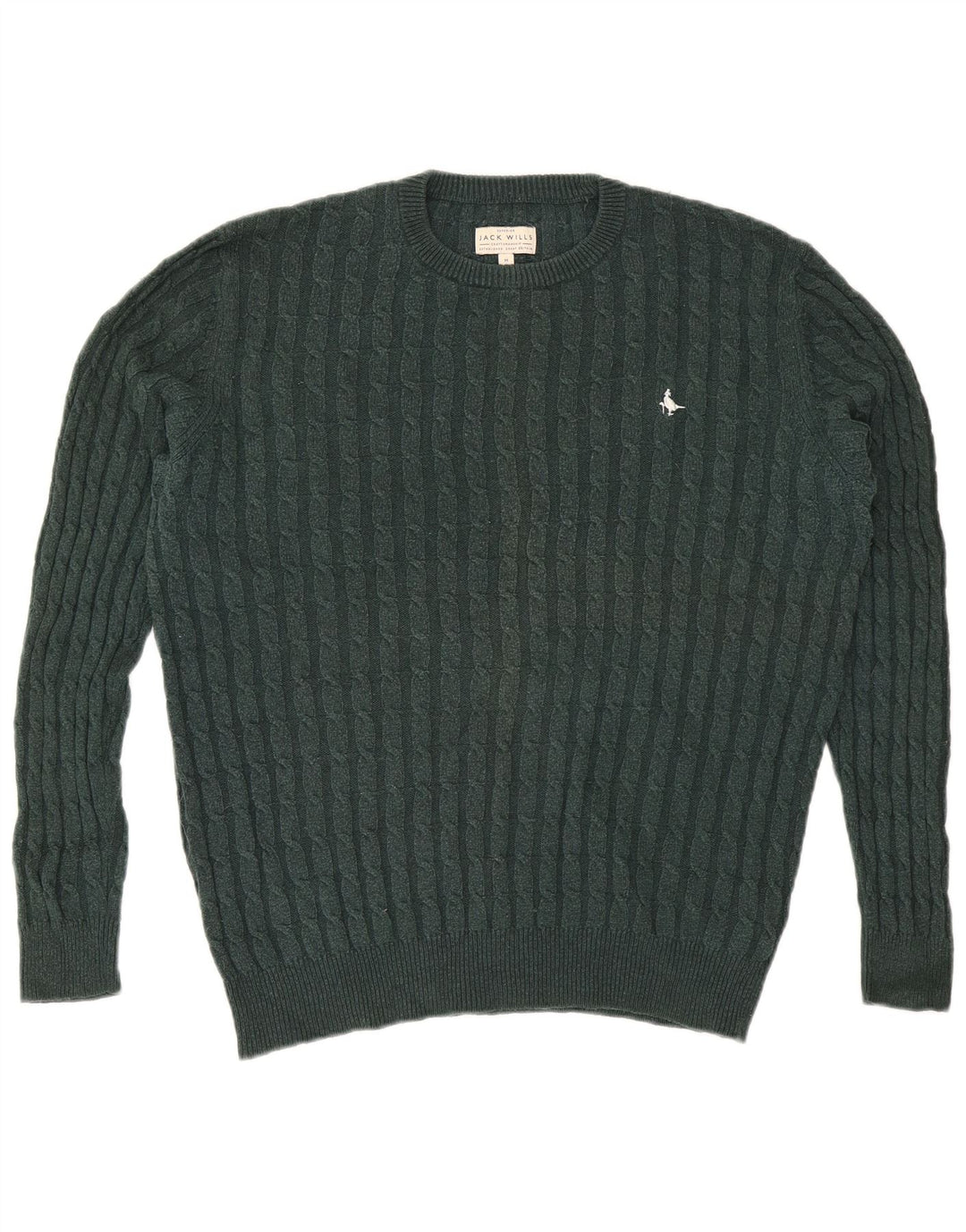 Jack Wills Herren-Pullover mit Rundhalsausschnitt, mittelgrüne Wolle
