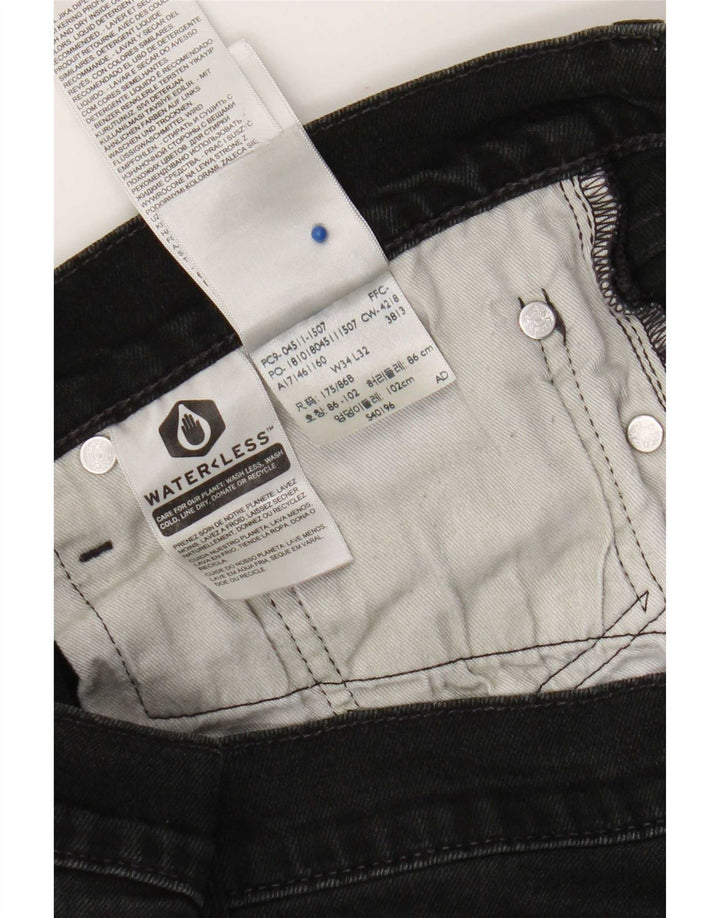 Levi's Herren Slim Jeans W34 L32 Schwarze Baumwolle