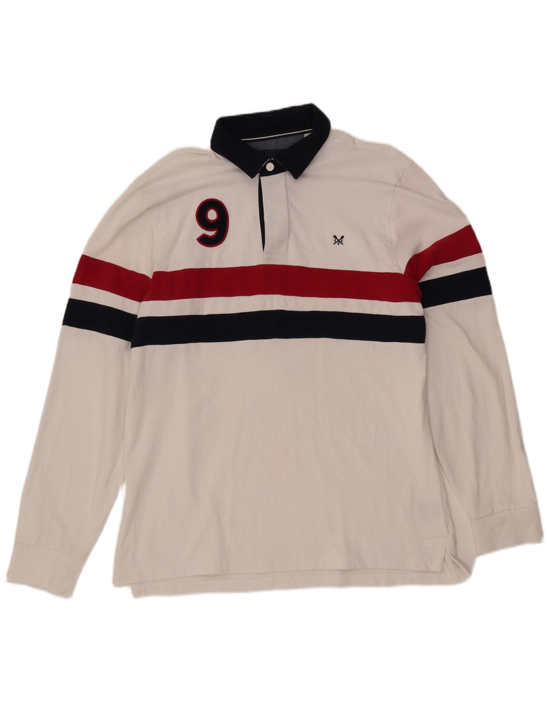 CREW CLOTHING Herren-Rugby-Poloshirt mit Grafik, groß, Weiß, Farbblock