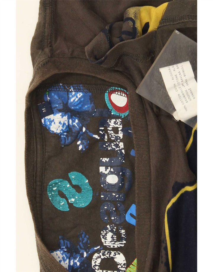 Desigual Herren Grafik-T-Shirt-Oberteil aus mittelbrauner Baumwolle
