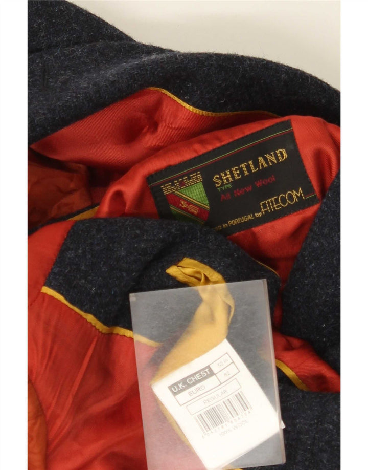 Shetland Herren-Blazer mit 2 Knöpfen, Größe 52 3XL, marineblaue Wolle
