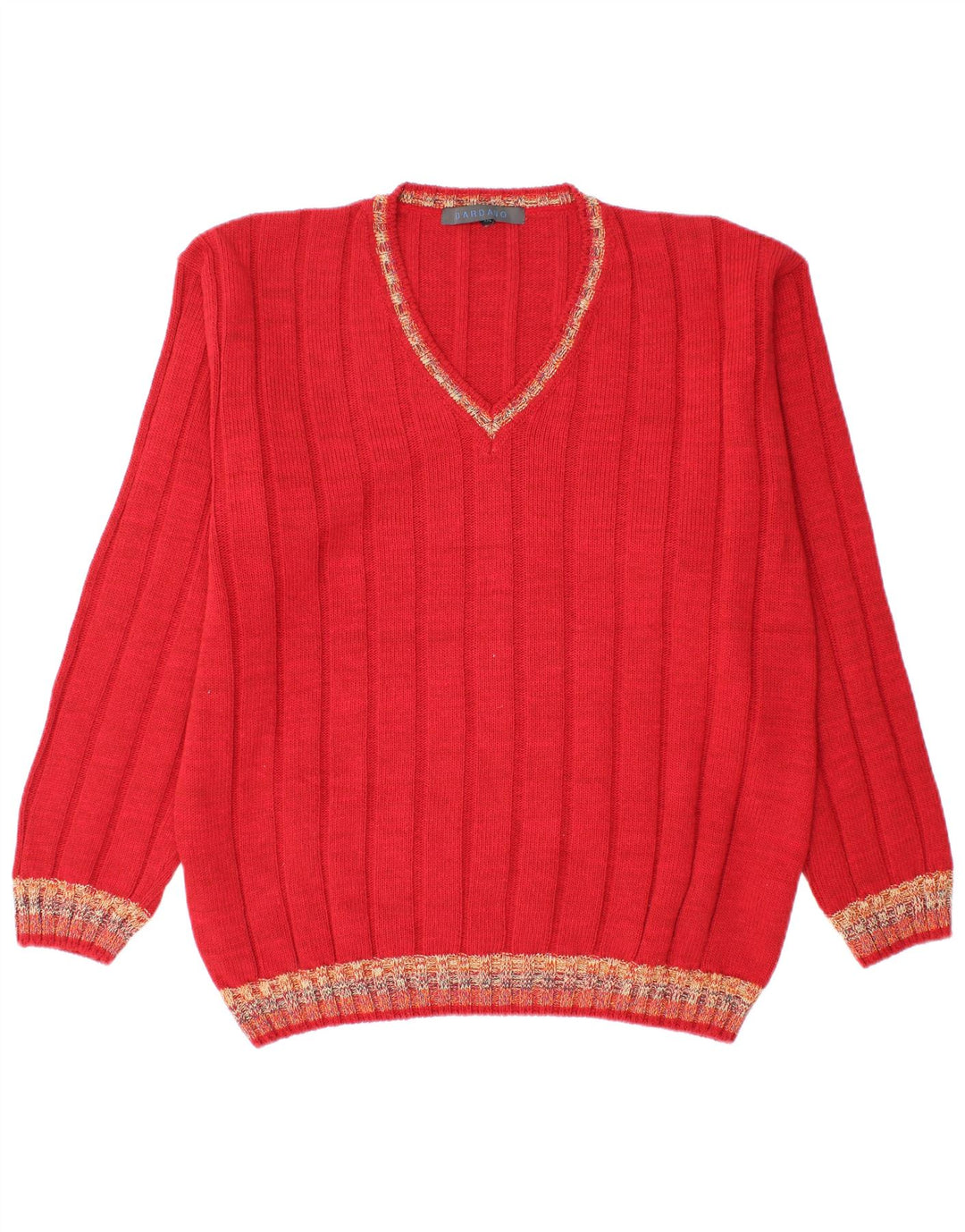 Dardano Herren-Pullover mit V-Ausschnitt, 2XL, rote Wolle