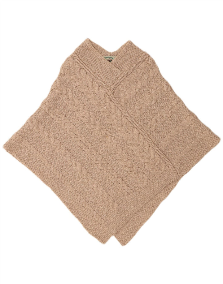 Aran Crafts Damen-Ponchopullover in Übergröße, Gr. 10, Beige, Merinowolle