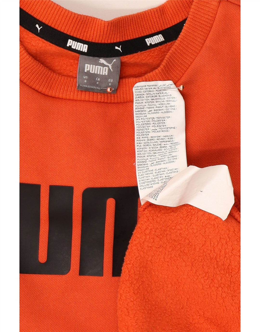 PUMA Damen Übergroßer Grafik-Sweatshirt-Pullover UK 10 Small Orange Baumwolle