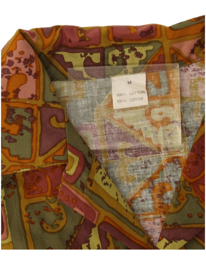 Vintage Herren Kurzarmhemd Medium Mehrfarbige geometrische Baumwolle