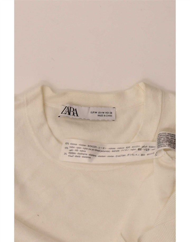 Zara Damen Weste Tank Top UK 12 Medium Off White Viscose