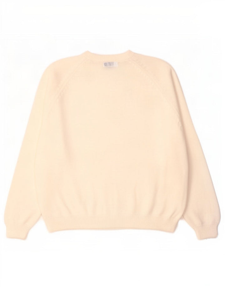 Essentials Herren-Pullover mit Rundhalsausschnitt, 2XL, weiße Baumwolle
