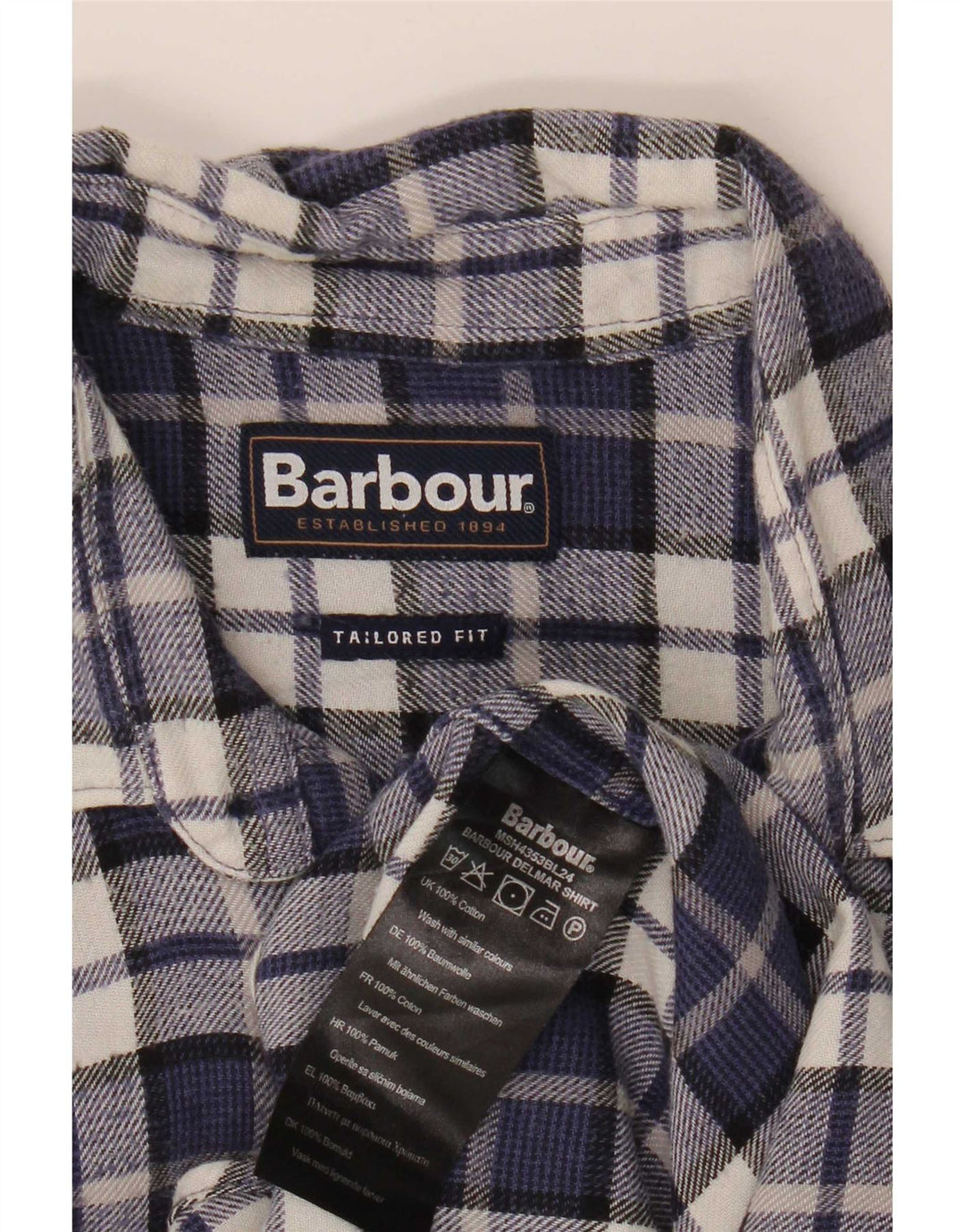Barbour Tailored Fit Flanellhemd für Herren, klein, marineblau, kariert, Baumwolle