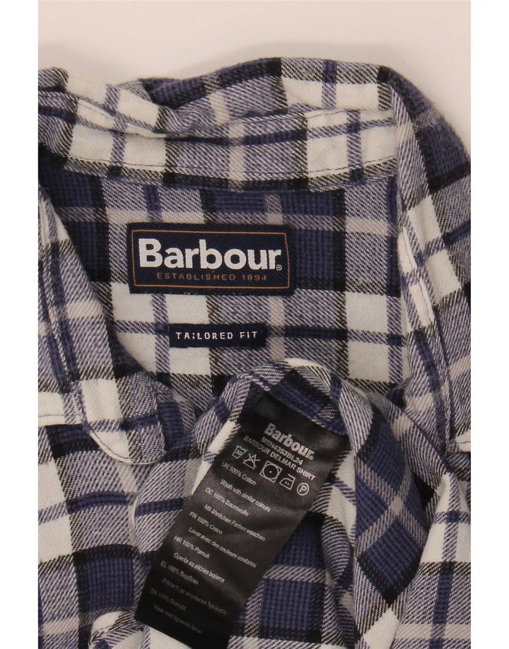 Barbour Tailored Fit Flanellhemd für Herren, klein, marineblau, kariert, Baumwolle