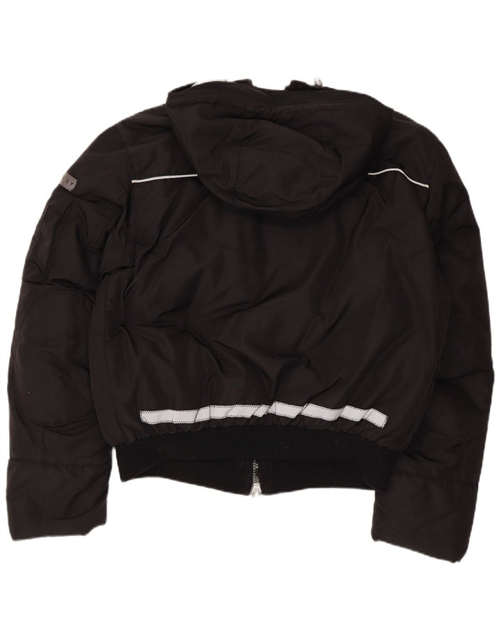 PEUTEREY Herren-Bomberjacke mit Kapuze, gepolstert, UK 40, Größe L, Schwarz, Polyamid