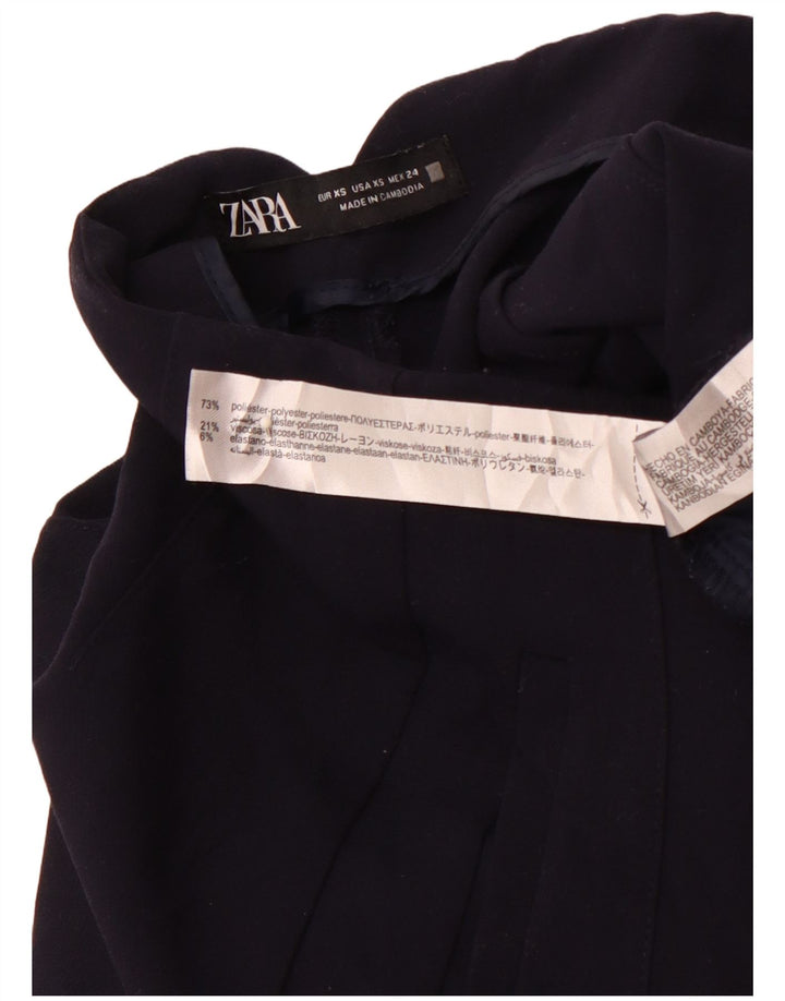 ZARA Damen High Waist Tapered Freizeithose XS W24 L26 Marineblau