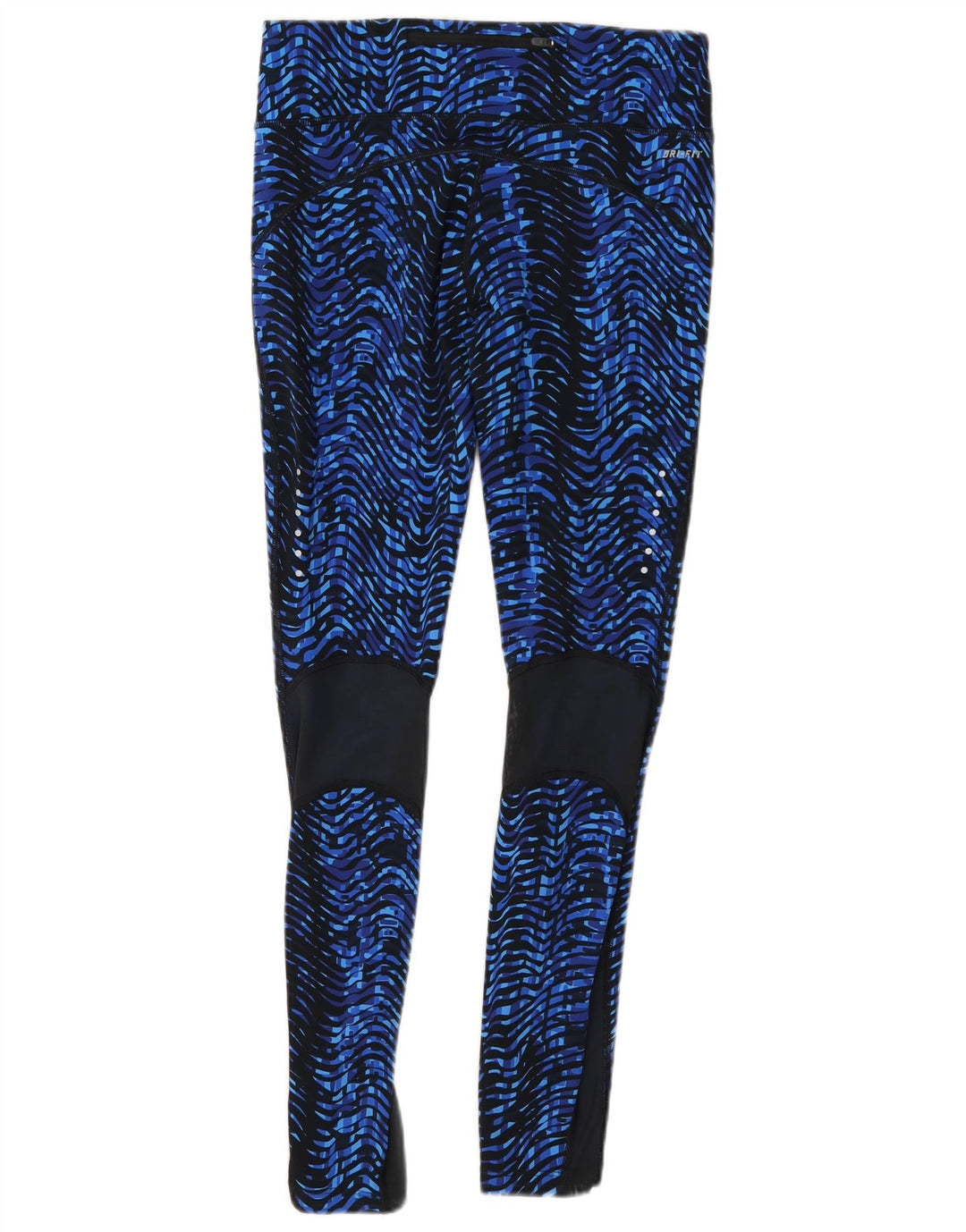 Nike Damen Dri Fit Leggings mit abstraktem Muster UK 12 Mittelblauer Chevron