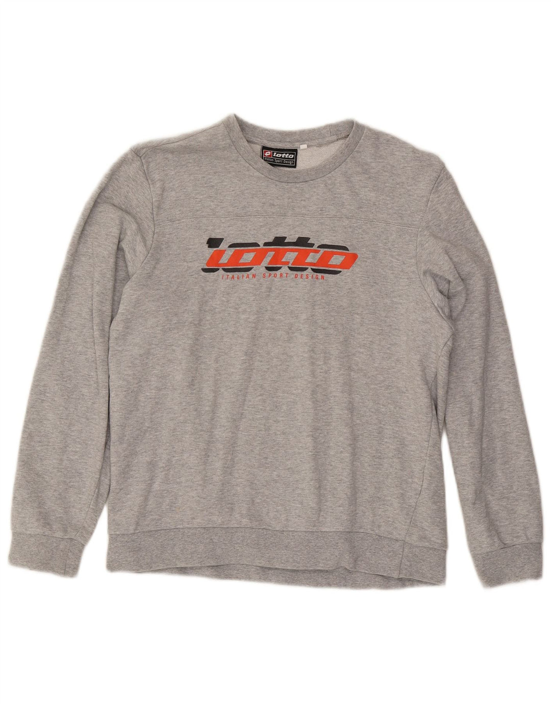 Lotto Damen Grafik-Sweatshirt-Pullover UK 14 Mittelgrau gefleckte Baumwolle