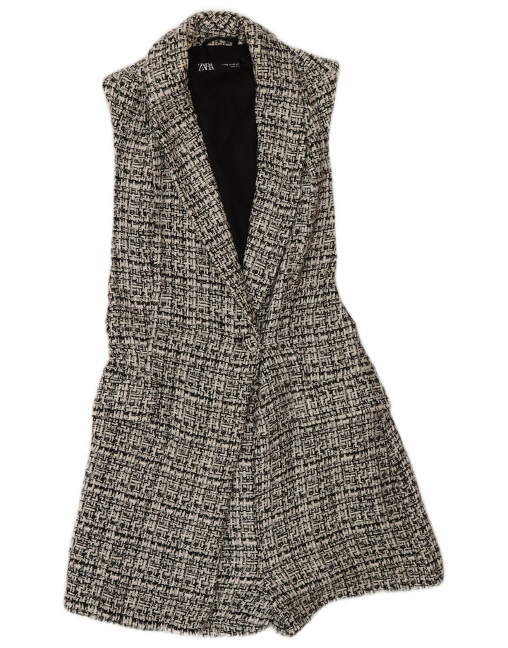 Zara Damen Ärmelloser Playsuit UK 6 XS Grau kariertes Polyester