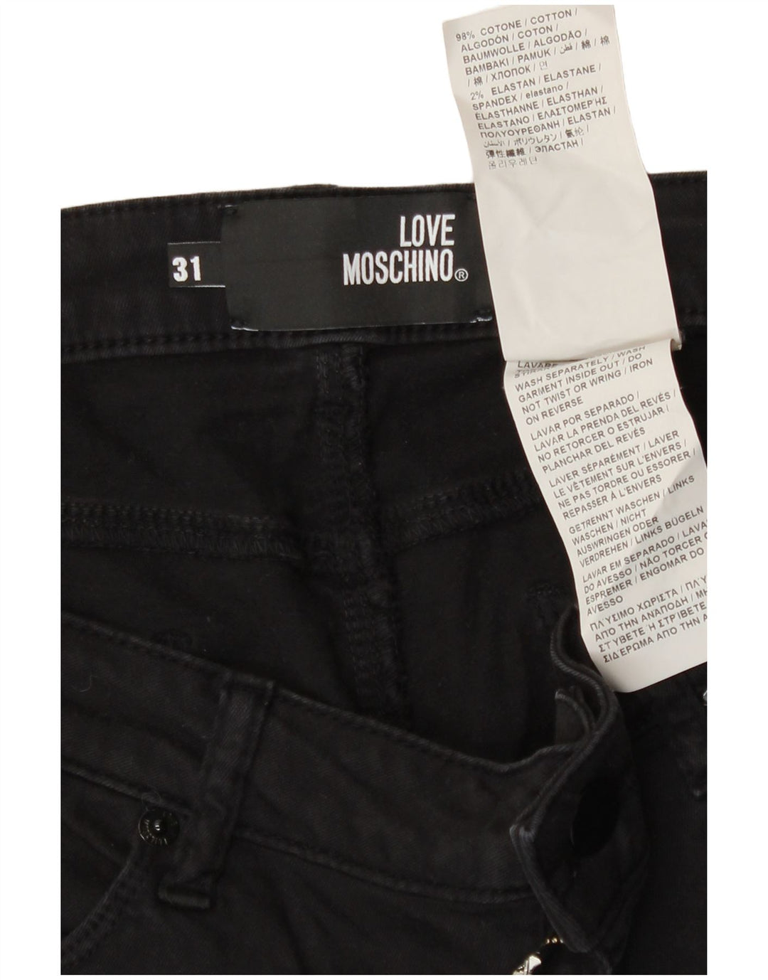 Moschino Damen Slim Jeans W31 L30 Schwarze Baumwolle