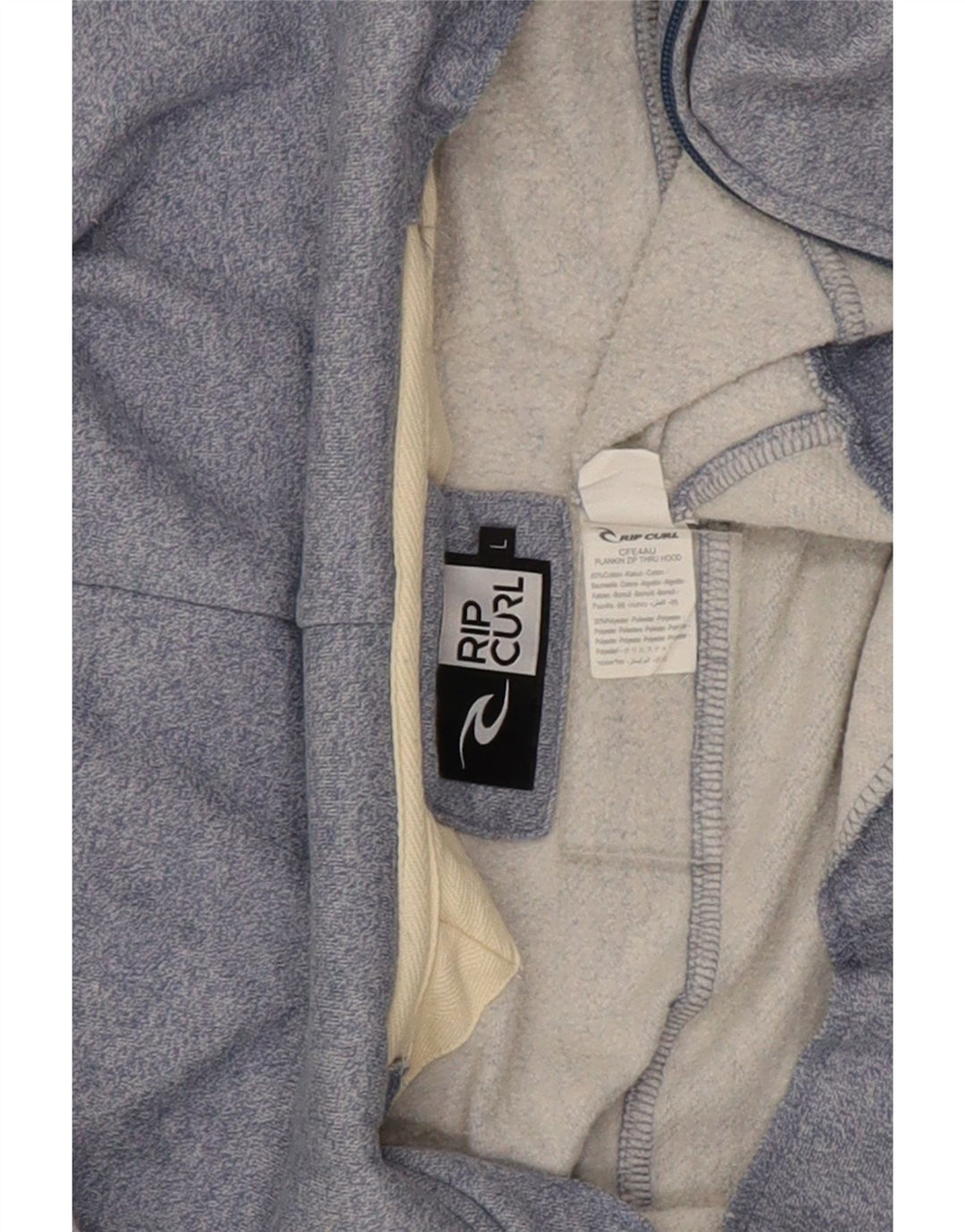 Rip Curl Herren-Kapuzenpullover mit Reißverschluss, groß, aus blauer Baumwolle