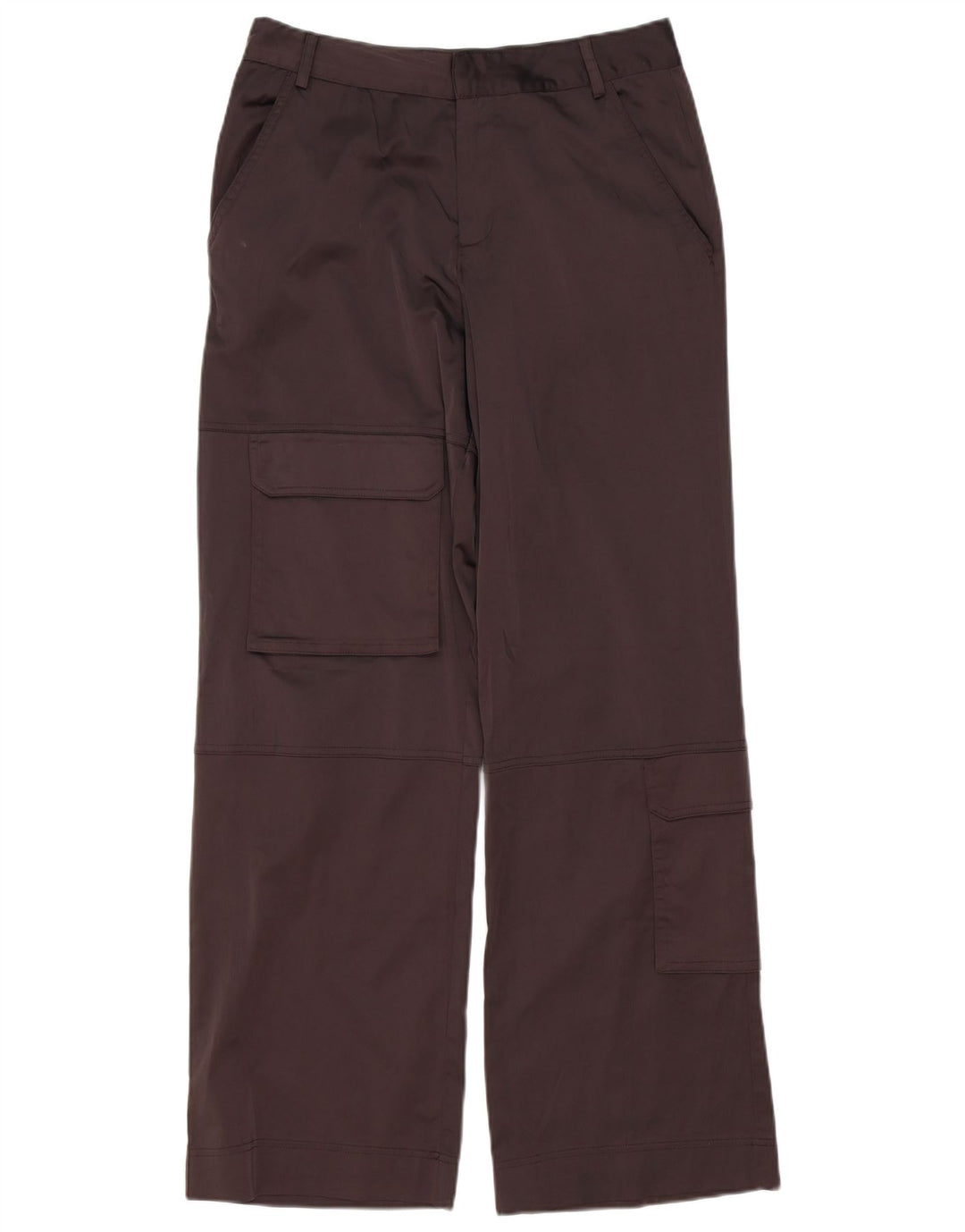 Zara Damen-Cargohose mit weitem Bein, mittelgroß, W28, L32, braun, Polyester