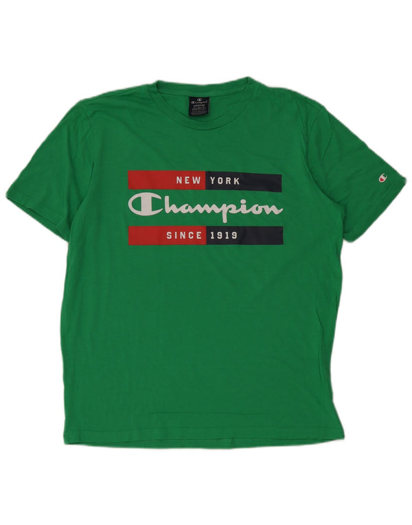 Champion Herren-T-Shirt mit Grafik, mittelgrüne Baumwolle