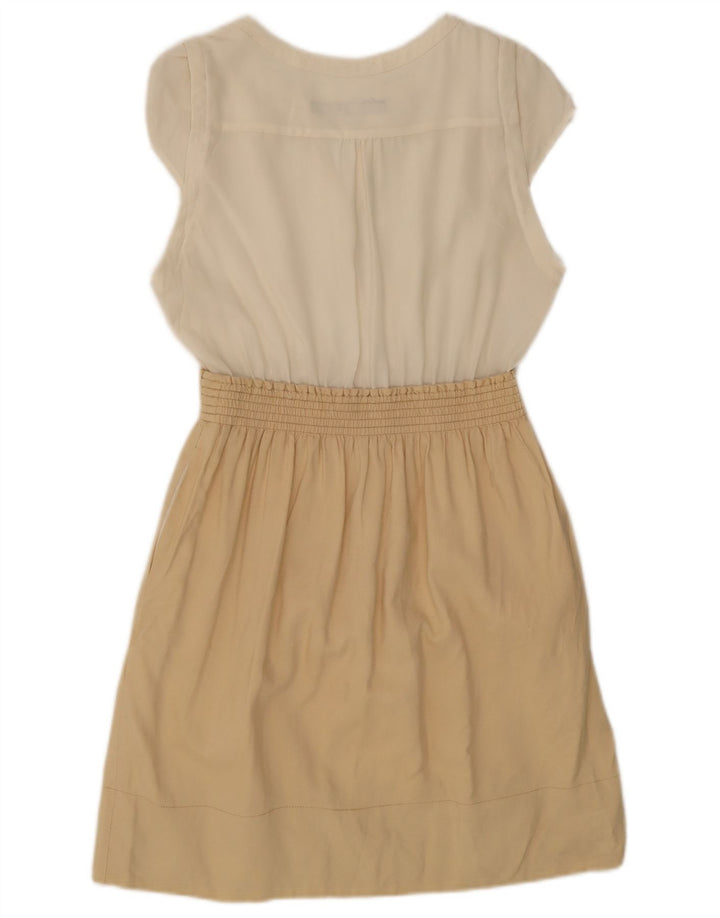 Zara Damen Basic-Kleid UK 12 Mittelweißes Colourblock-Polyester