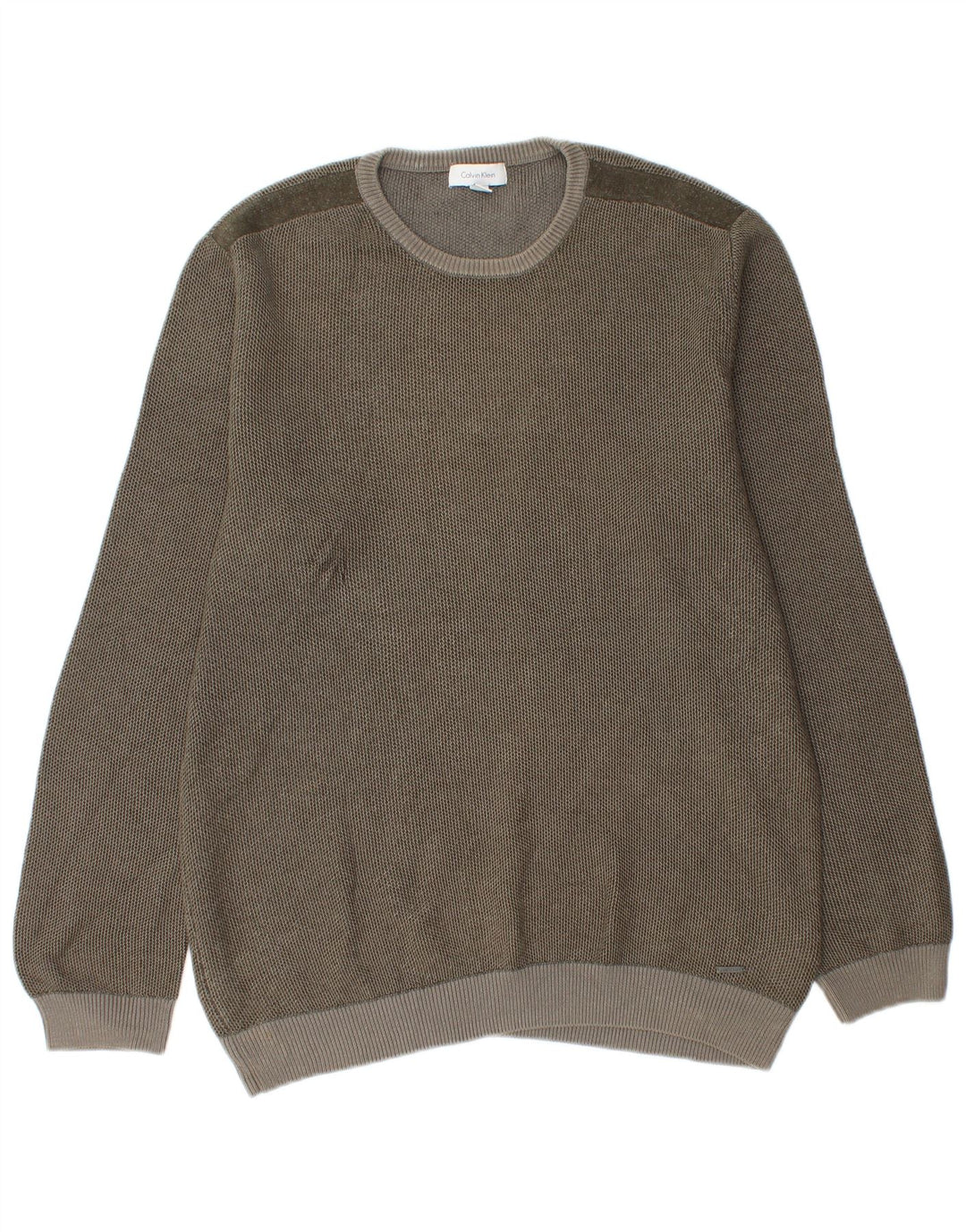 Calvin Klein Herren-Pullover mit Rundhalsausschnitt, mittelgraue Baumwolle