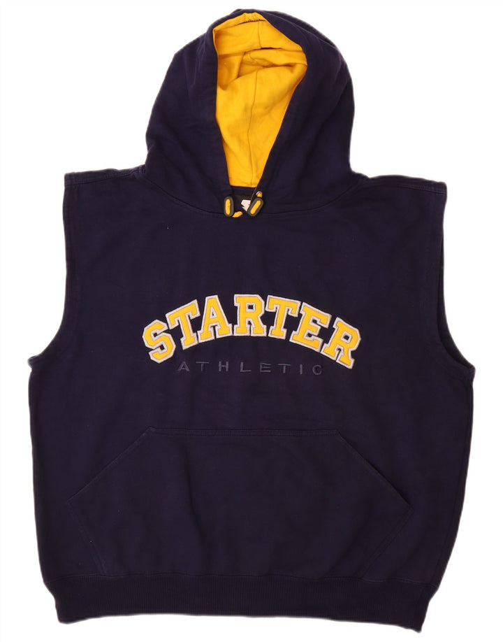 STARTER Herren-Kapuzenpullover mit Grafik, ärmellos, groß, marineblau, Baumwolle