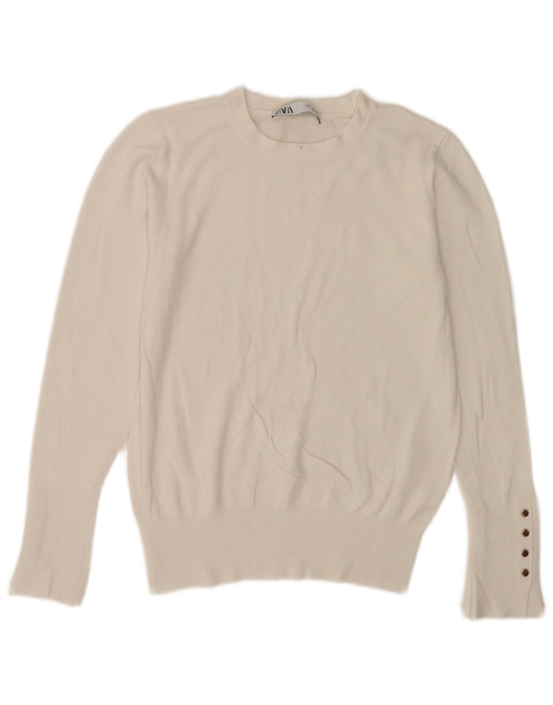 Zara Damen-Pullover mit Rundhalsausschnitt, Gr. 12, Mittelweiß