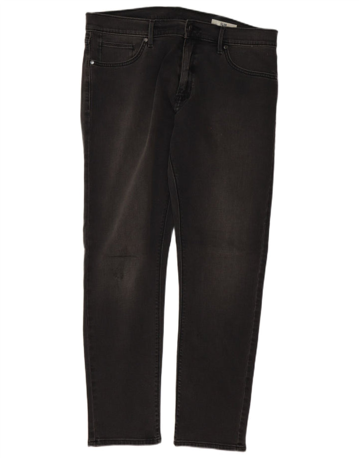 Marks & Spencer Herren Slim Jeans W36 L31 Graue Baumwolle