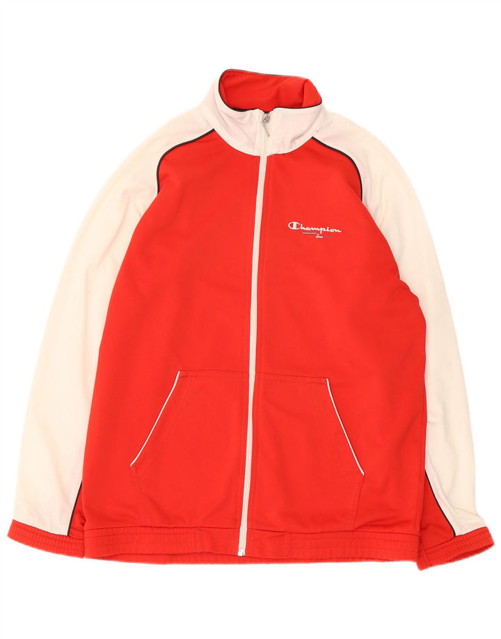 Champion-Trainingsjacke für Jungen, 13–14 Jahre, XL, rotes Farbblock-Polyester