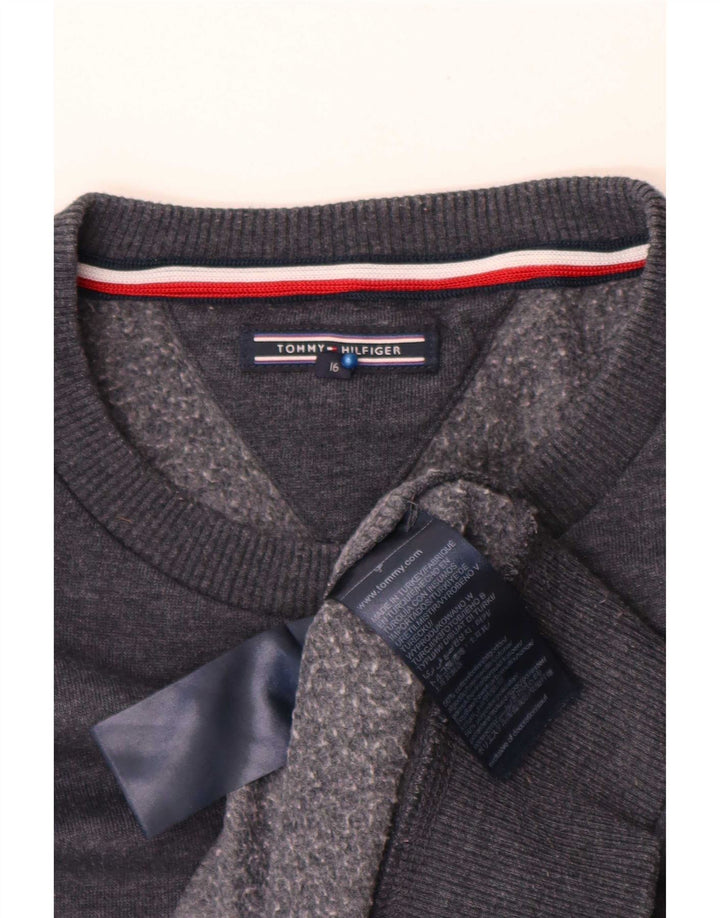 Tommy Hilfiger Jungen-Sweatshirt-Pullover, 15–16 Jahre, graue Baumwolle