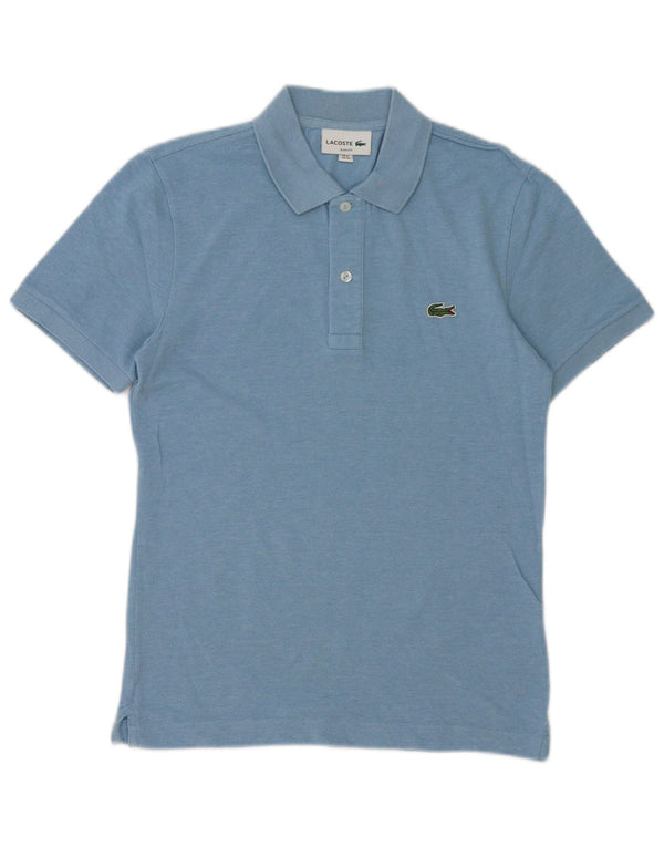 Lacoste Herren-Poloshirt mit schmaler Passform, Größe 2 XS, blau gefleckte Baumwolle