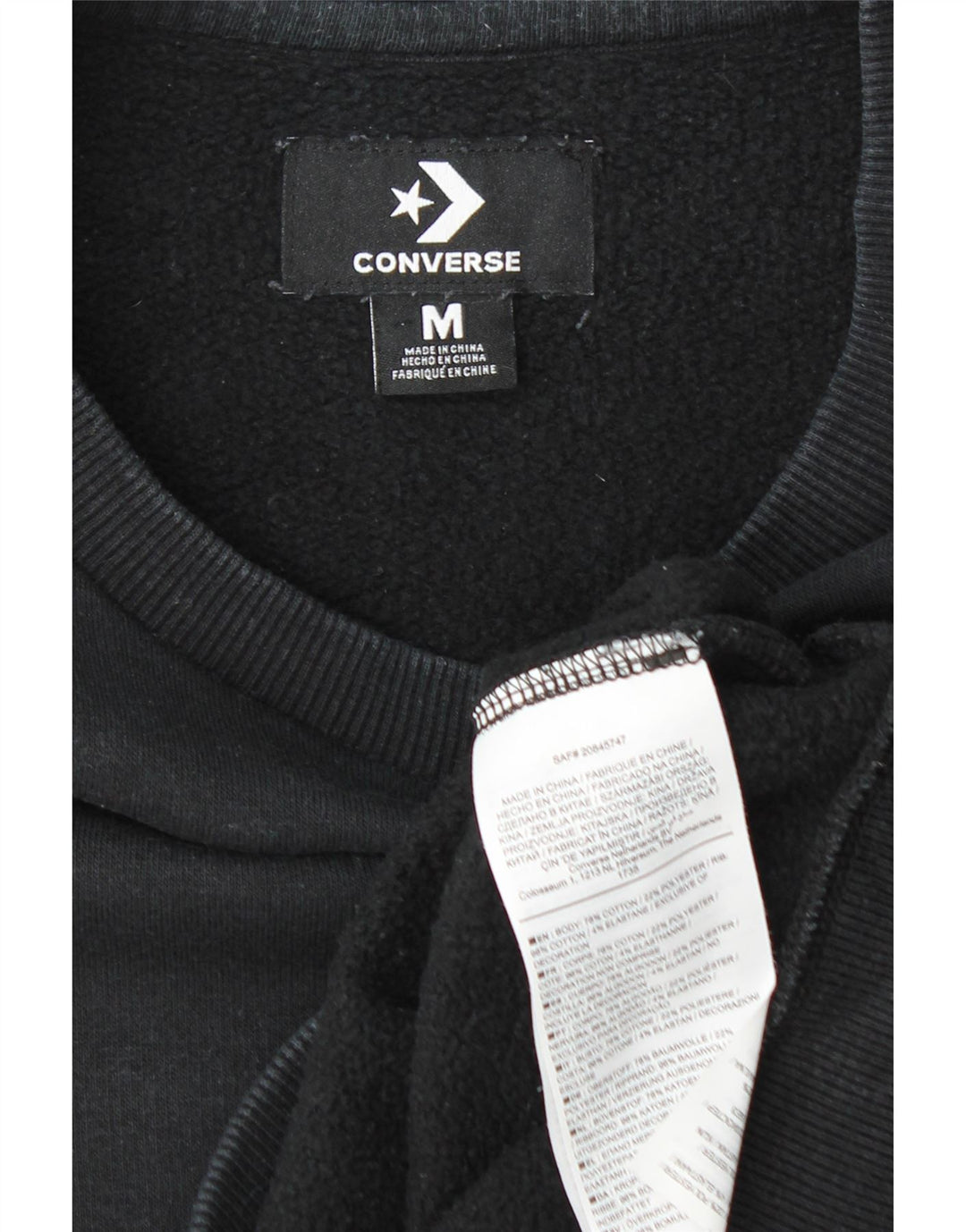 CONVERSE Womens Sweatshirt Jumper UK 14 Medium Black Cotton