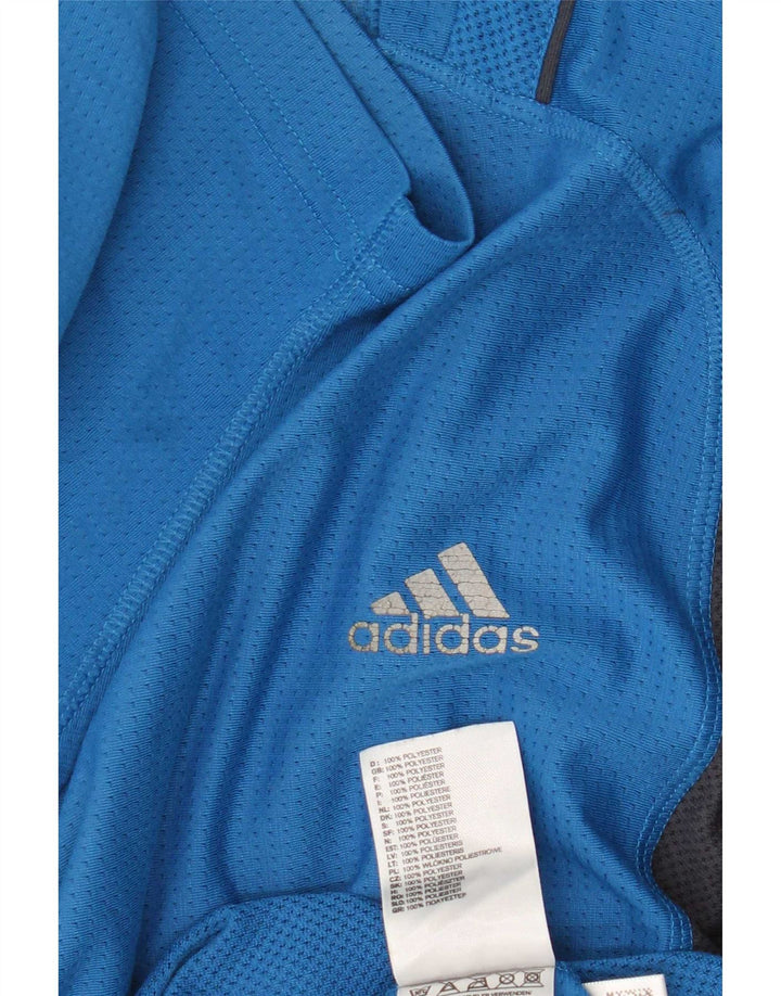 Adidas Herren Climalite T-Shirt Top Mittelblaues Colourblock-Polyester