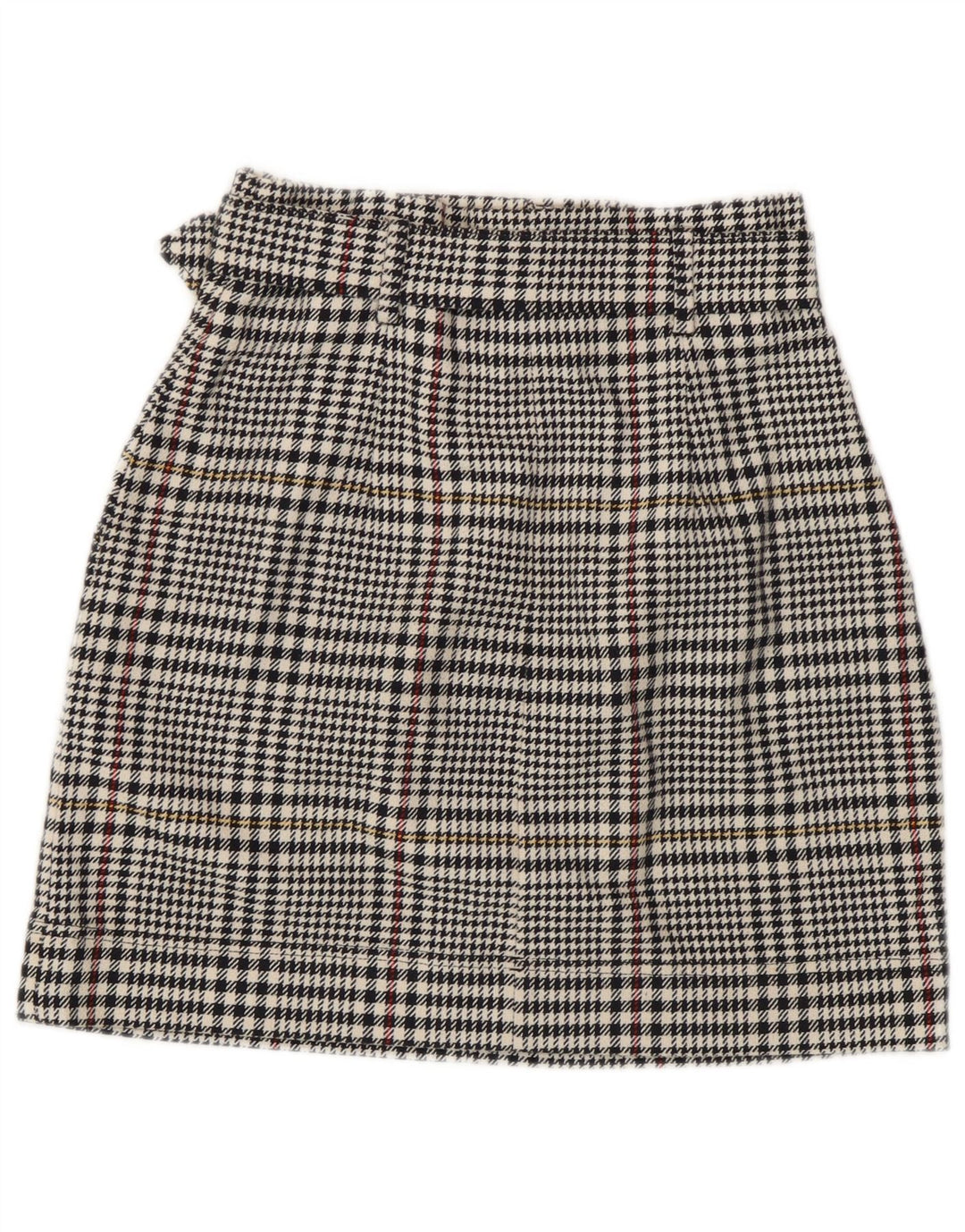 Marks & Spencer Damen Minirock UK 8 Small W26 Schwarze Hahnentritt-Baumwolle