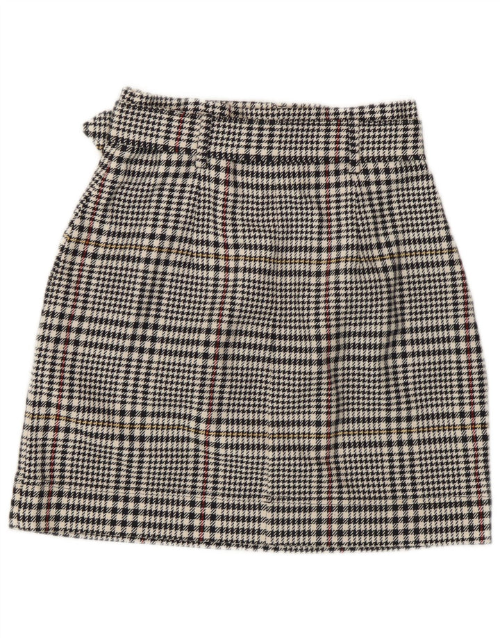 Marks & Spencer Damen Minirock UK 8 Small W26 Schwarze Hahnentritt-Baumwolle