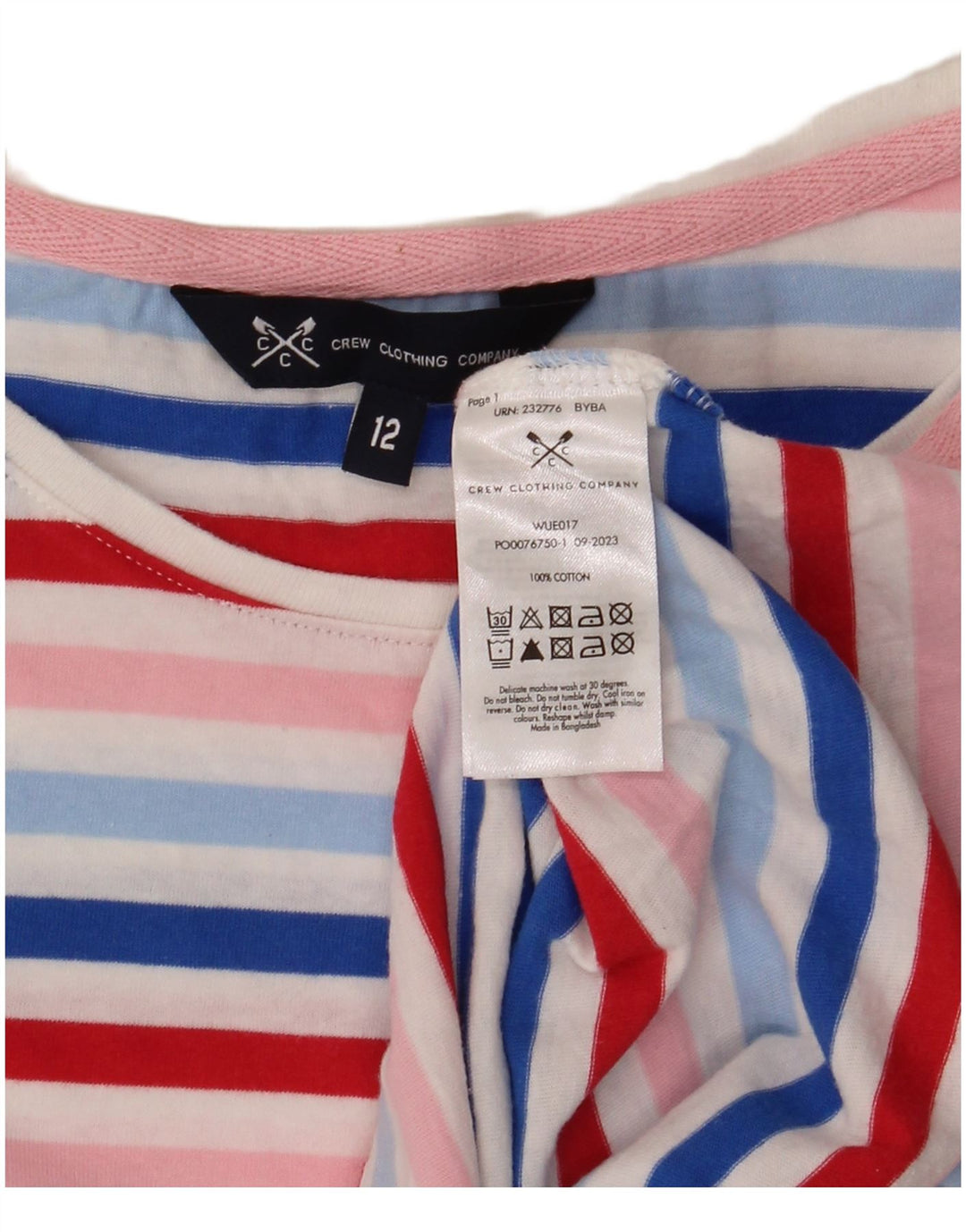 Crew Clothing Damen T-Shirt Top UK 12 Medium Mehrfarbig gestreift aus Baumwolle