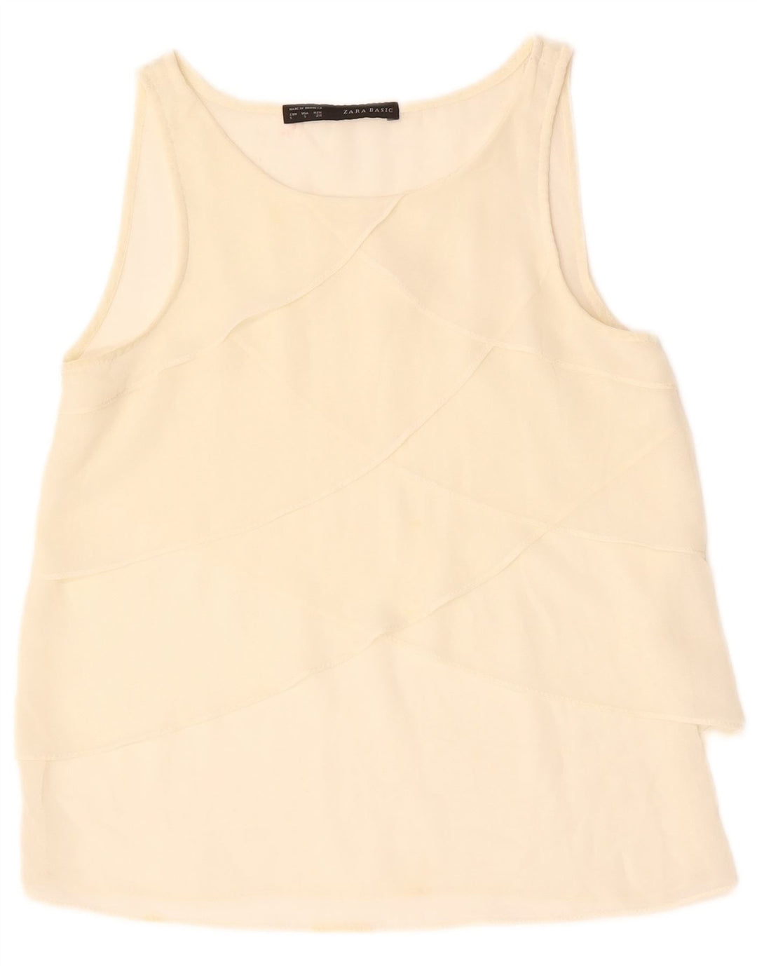 Ärmelloses Blusenoberteil für Damen von ZARA, Gr. 40, Größe S, gebrochenes Weiß