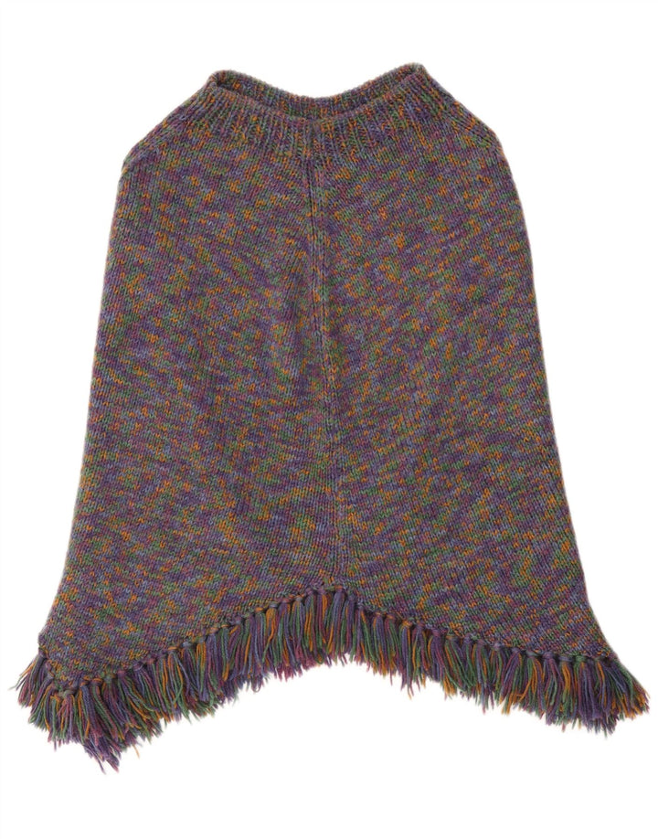 Vintage Damen Poncho Pullover UK 14 Groß Mehrfarbig gefleckt